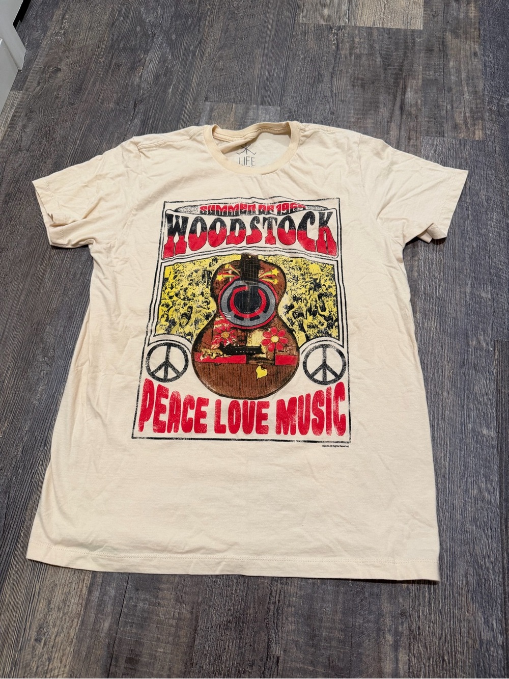 Vintage Style Woodstock 'Peace Love Music' Graphic Tee